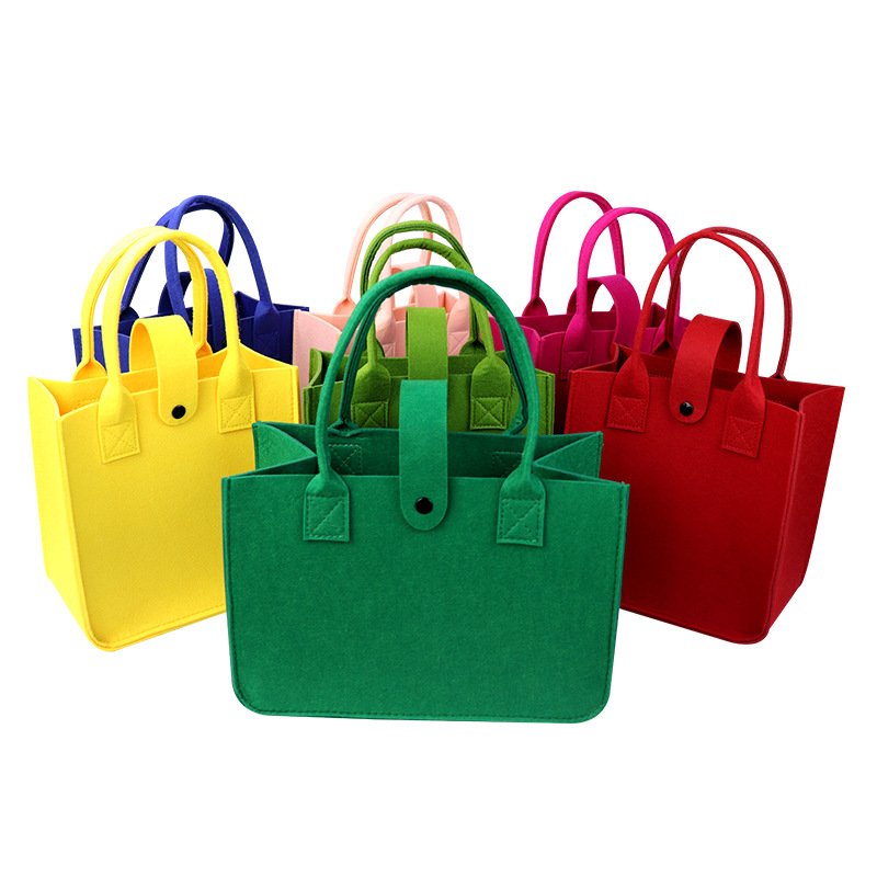 Large Capacity Fashion Girls Tote Bag Printed Custom Logo Green Recycled Felt Tote Bag