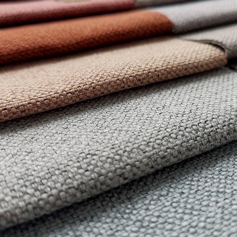 Home Textile Textured Linen Fabric Sofa Cover 100% Polyester Fabric For Furniture Cushion