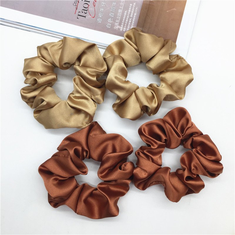Factory Wholesale Custom Solid Color Hair Scrunchies Women Accessories Silk Elastic Hair Band Hair Ties Girls Satin Scrunchies