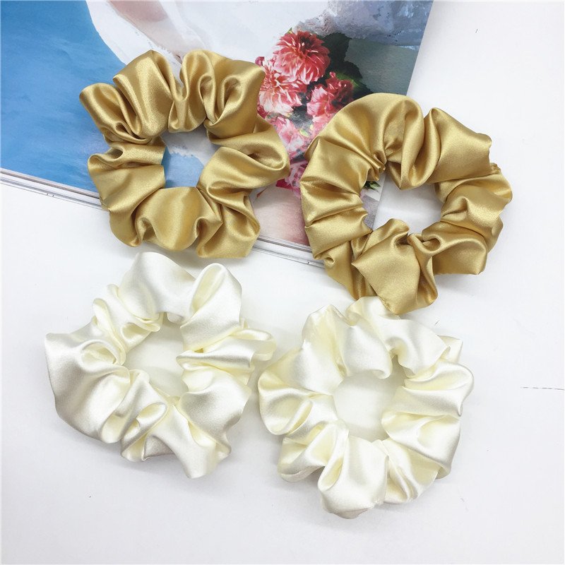 Factory Wholesale Custom Solid Color Hair Scrunchies Women Accessories Silk Elastic Hair Band Hair Ties Girls Satin Scrunchies