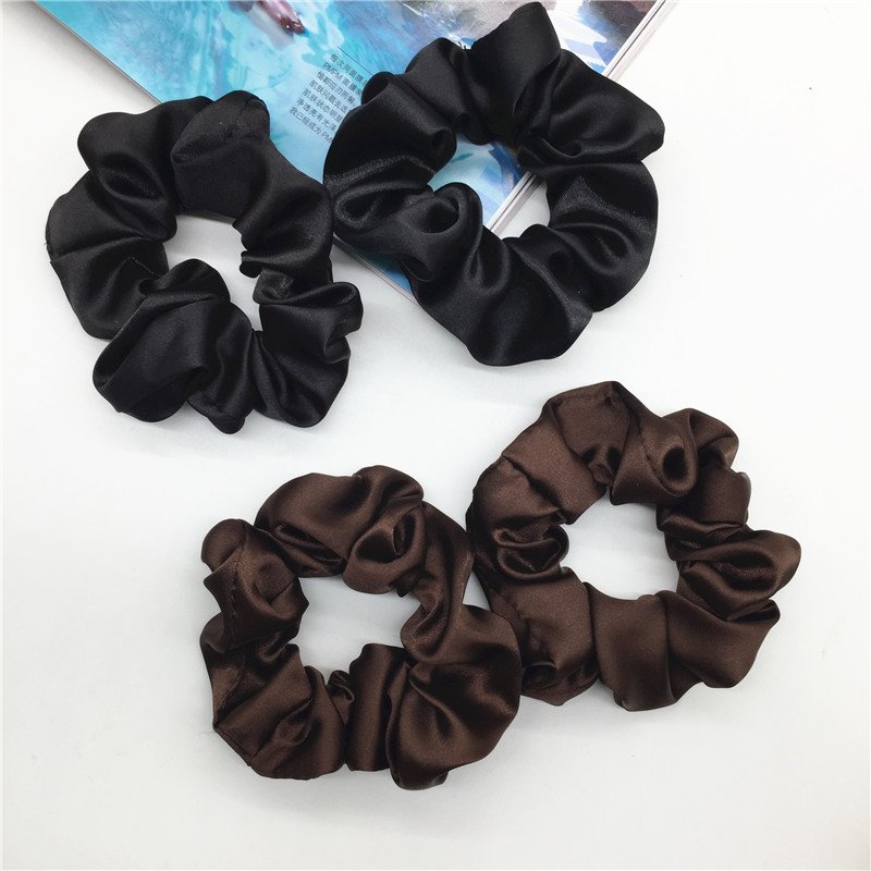 Factory Wholesale Custom Solid Color Hair Scrunchies Women Accessories Silk Elastic Hair Band Hair Ties Girls Satin Scrunchies