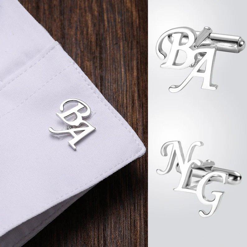 Custom logo personality shirt Titanium steel cufflinks Wedding jewelry Stainless Steel name letter cufflinks for men gift