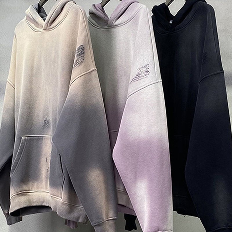 OEM old-school style hoodie Autumn winter oversize washed out tie dye hoodie 500g streetwear acid wash vintage hoodie pullovers