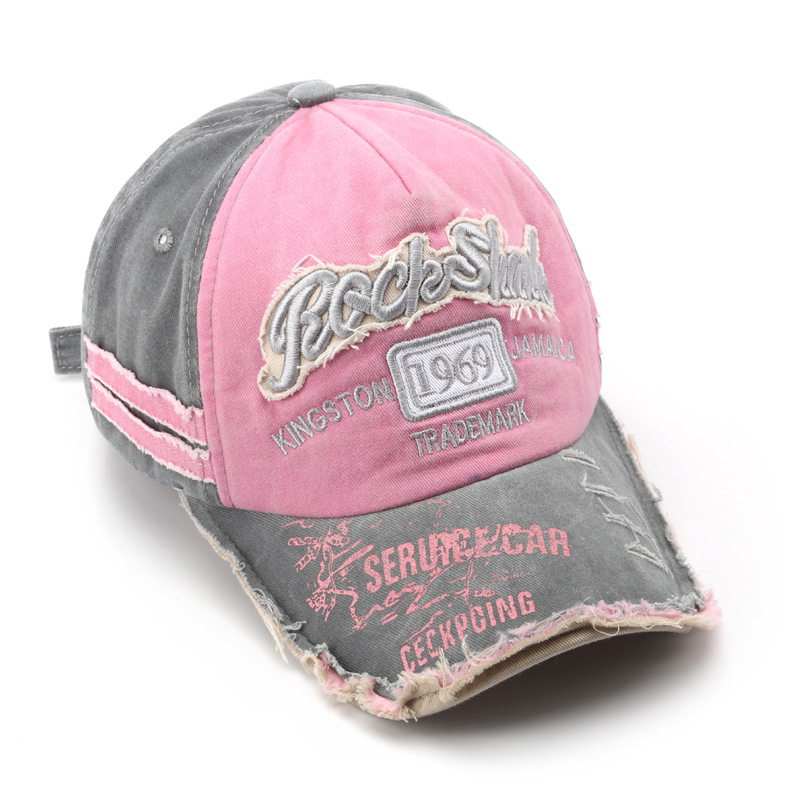 Wholesale Vintage Washed Adjustable Cotton Twill letter embroidery Logo hats hipster personality female baseball Fitted caps