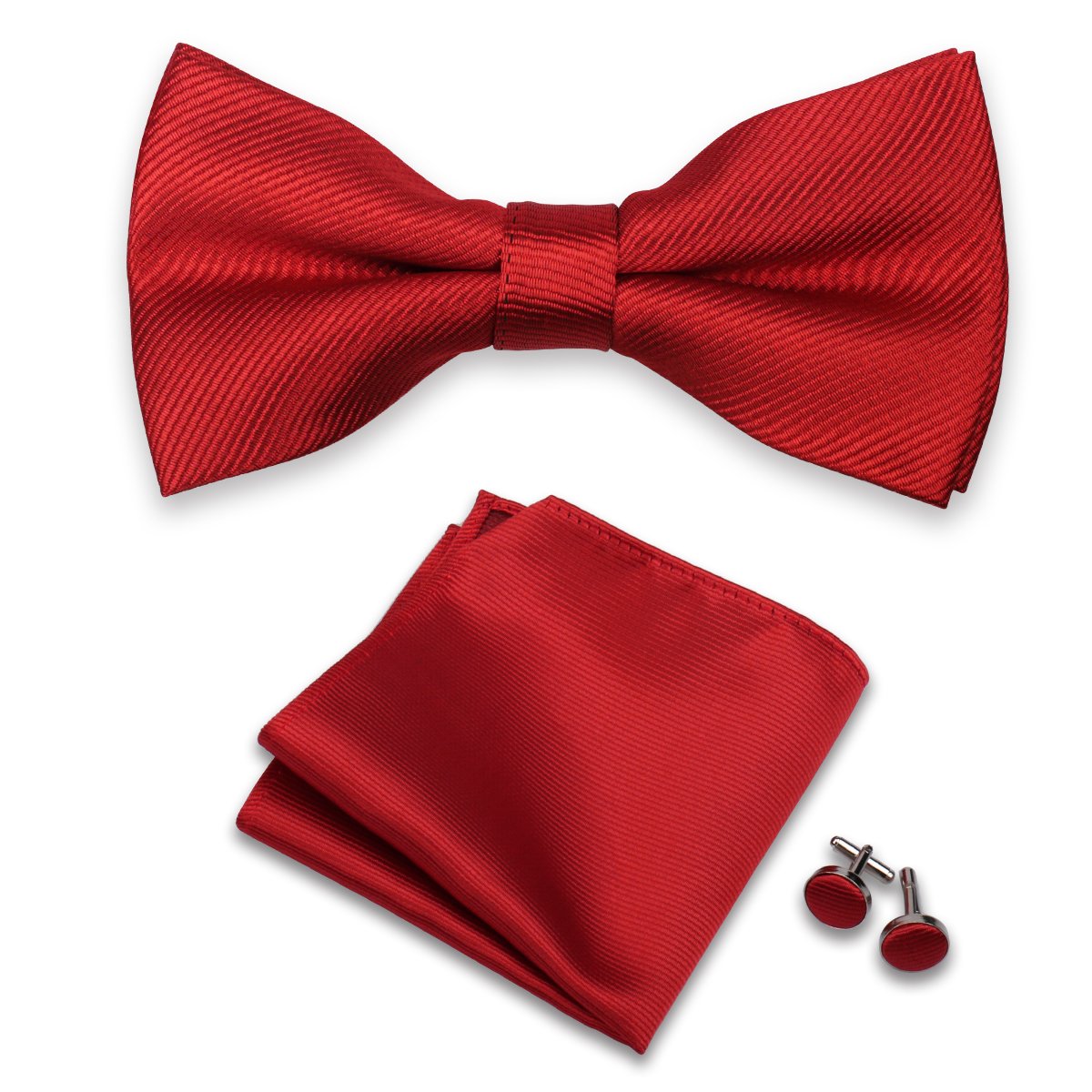 High Quality Mens Bow Ties Cufflinks Set Custom Wholesale Plain Bow Ties For Men Burgundy And Pocket Square