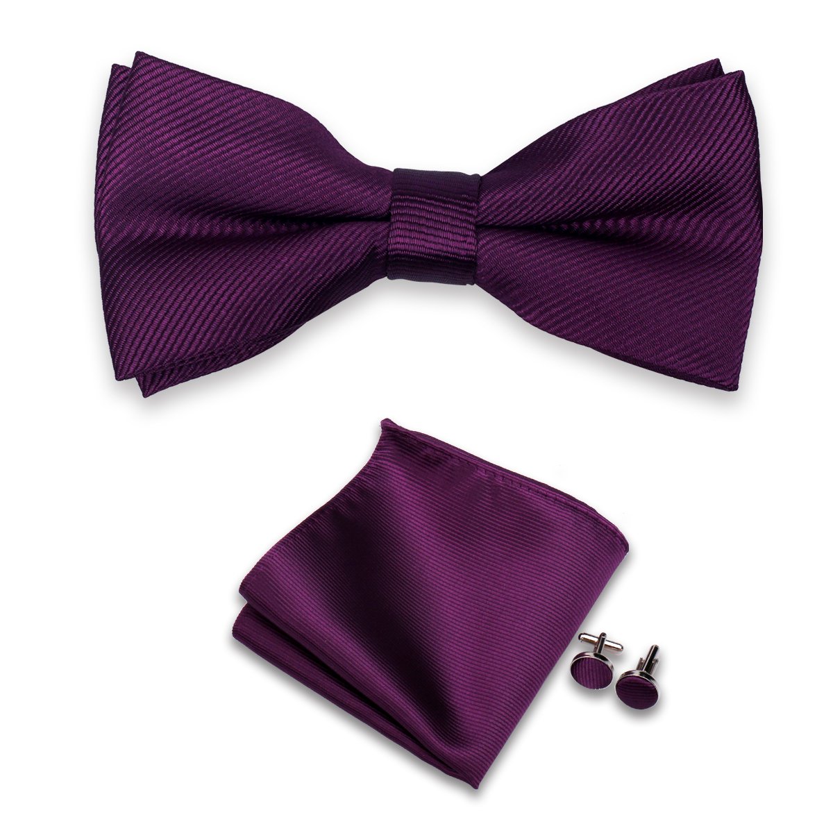 High Quality Mens Bow Ties Cufflinks Set Custom Wholesale Plain Bow Ties For Men Burgundy And Pocket Square