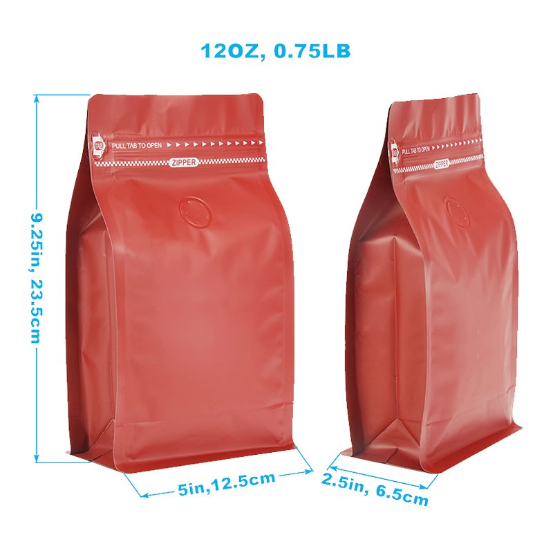 Custom Printing 64Oz 180Micron Red Kraft Paper/PA/CPP Moisture Proof Transparent Square Bottom Roasted Coffee Bean Packaging Bag