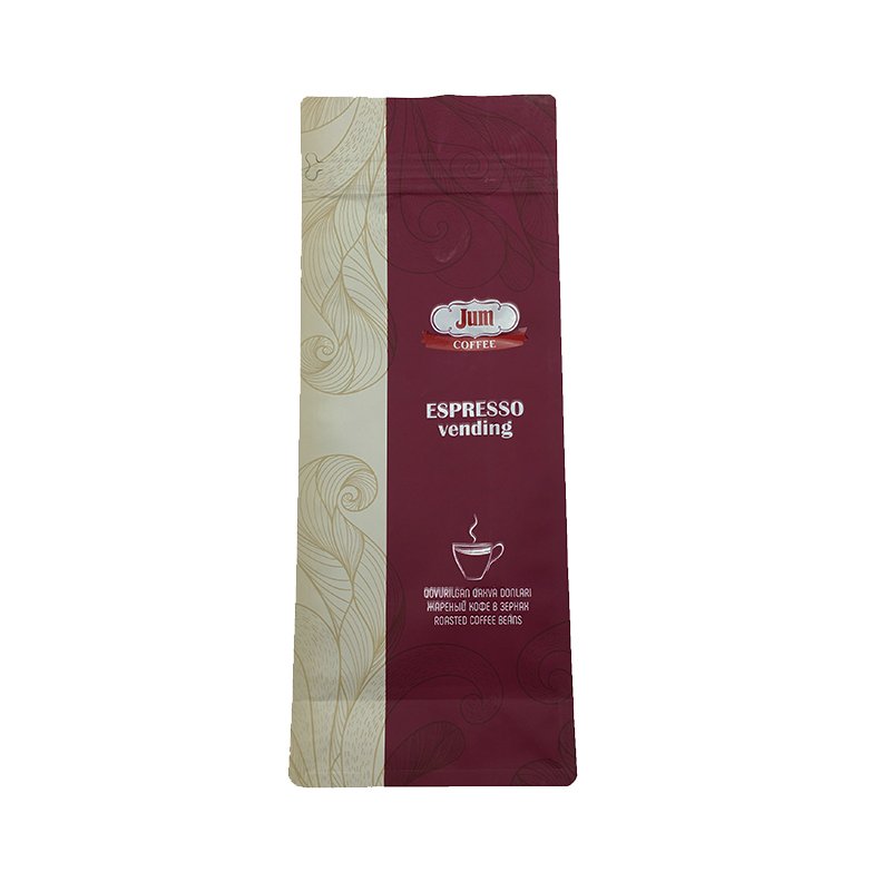 Custom Printing 64Oz 180Micron Red Kraft Paper/PA/CPP Moisture Proof Transparent Square Bottom Roasted Coffee Bean Packaging Bag