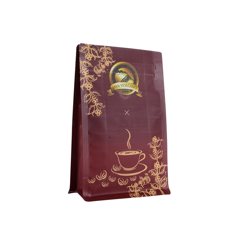 Custom Printing 64Oz 180Micron Red Kraft Paper/PA/CPP Moisture Proof Transparent Square Bottom Roasted Coffee Bean Packaging Bag