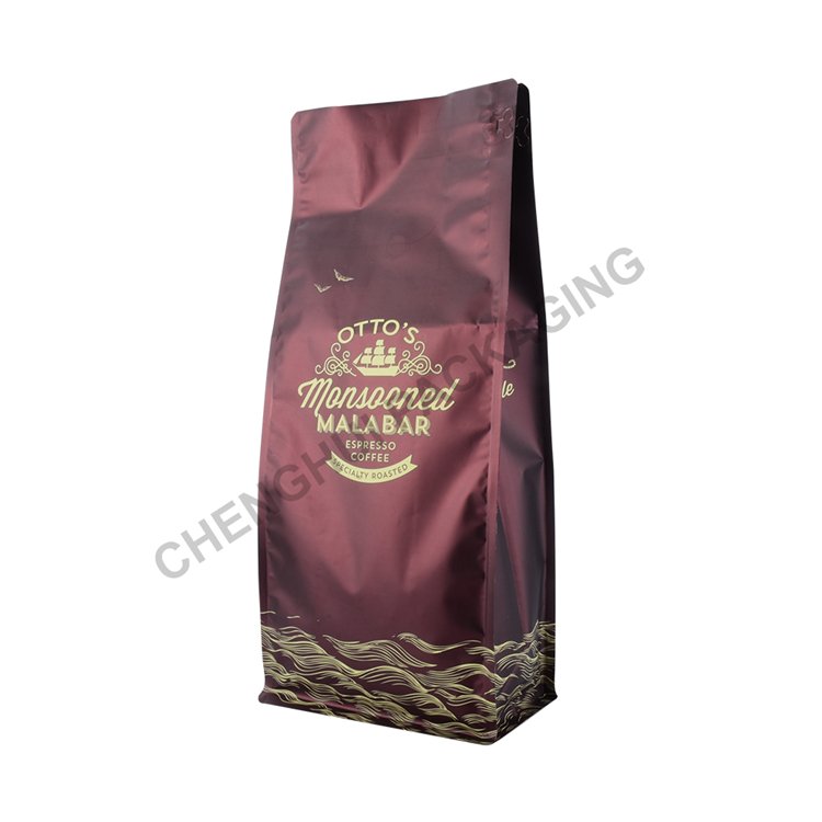 Custom Printing 64Oz 180Micron Red Kraft Paper/PA/CPP Moisture Proof Transparent Square Bottom Roasted Coffee Bean Packaging Bag