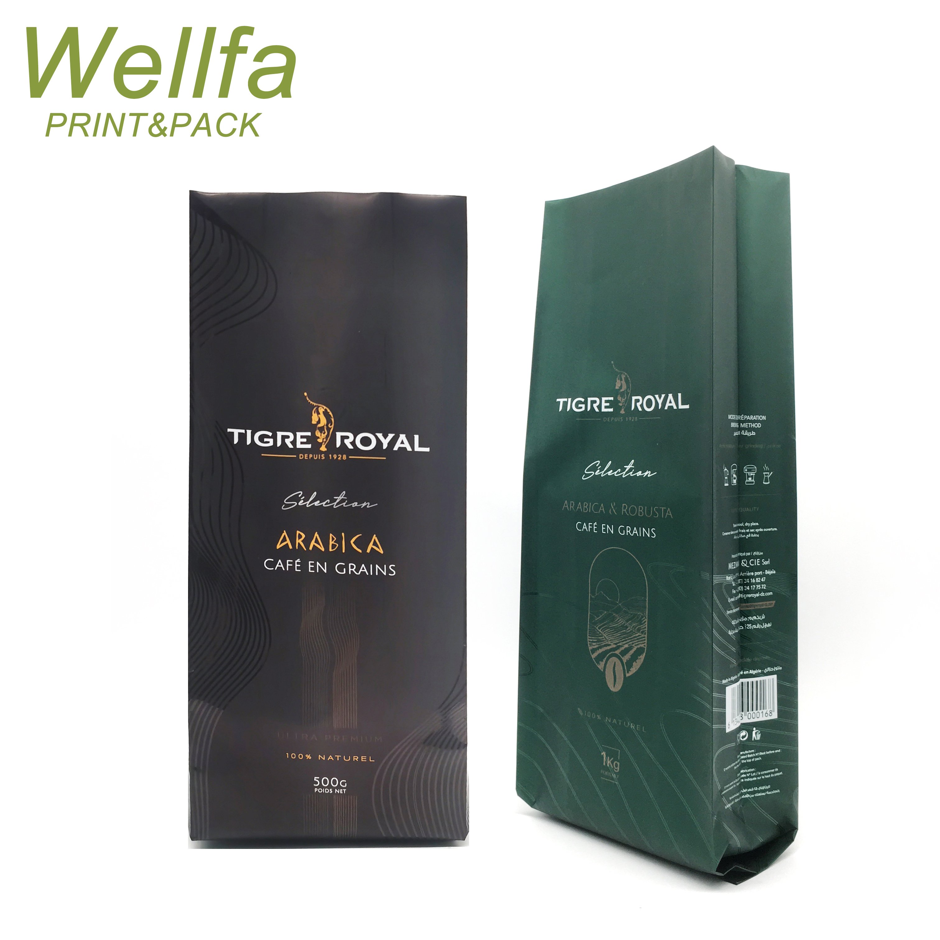 Aluminum Foil Packaging 500g Coffee Bag With Tin Tie