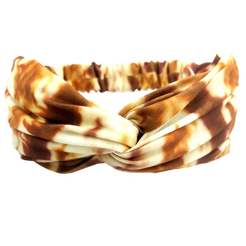 Women Soft Non Slip Sport Running Yoga Elastic Stretchy Tie Dye Cross Knotted Twist Headband