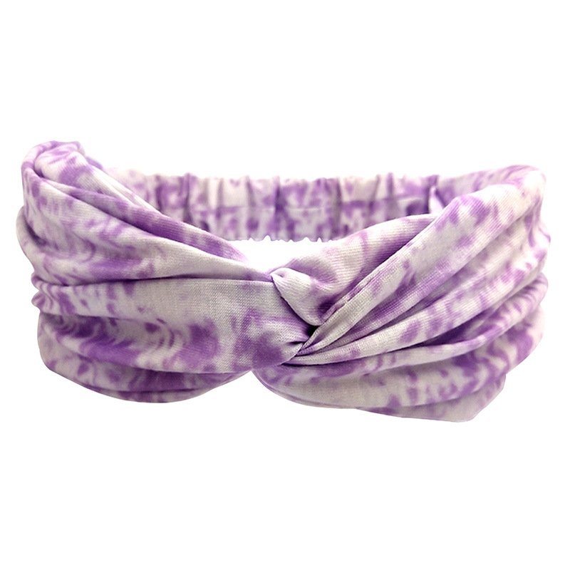 Women Soft Non Slip Sport Running Yoga Elastic Stretchy Tie Dye Cross Knotted Twist Headband