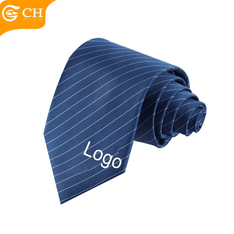 OEM Manufacturers Designer Western Men's Business Necktie Formal Occasion Material Custom Navy Striped Logo Tie