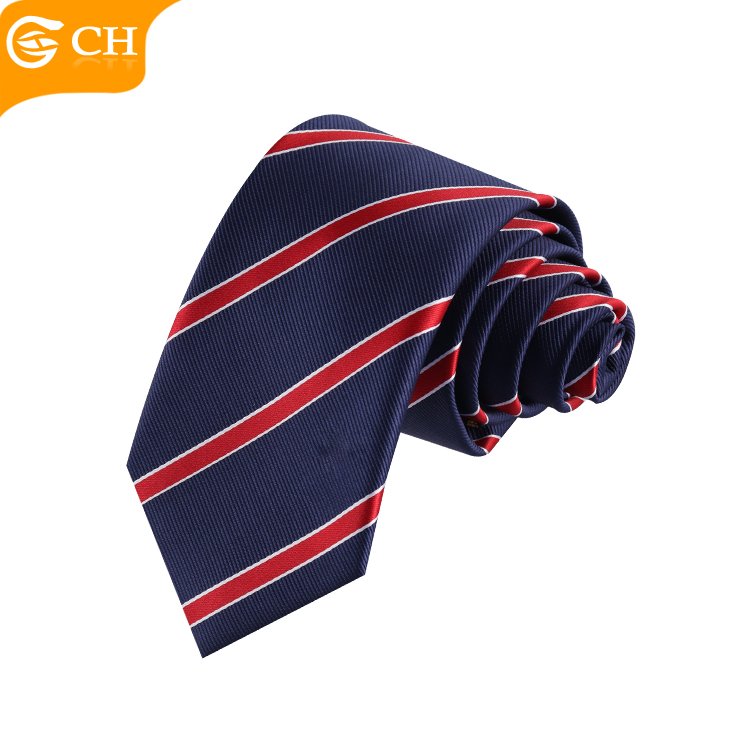 OEM Manufacturers Designer Western Men's Business Necktie Formal Occasion Material Custom Navy Striped Logo Tie