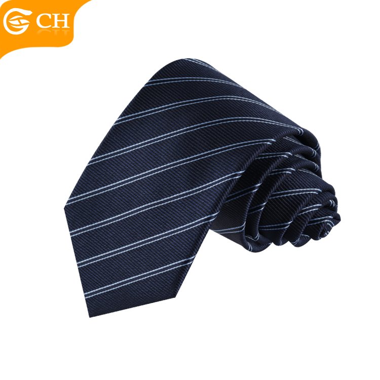 OEM Manufacturers Designer Western Men's Business Necktie Formal Occasion Material Custom Navy Striped Logo Tie