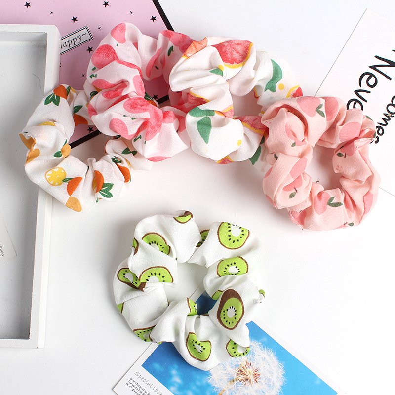 Wholesale summer fruit elements hair scrunchies cute girls Korean style fresh small hair ties hair accessories