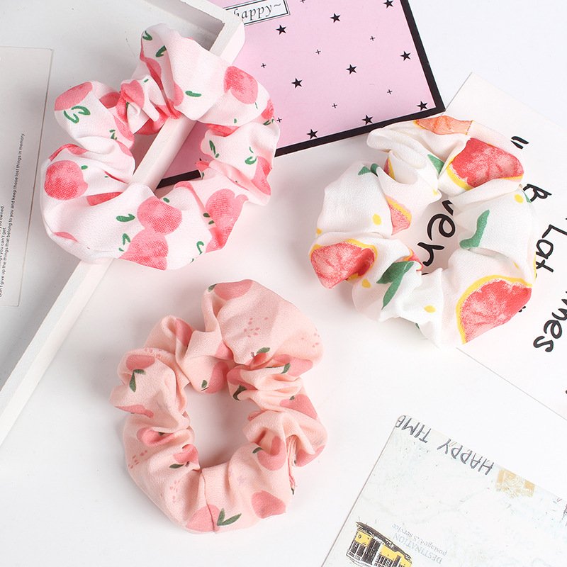 Wholesale summer fruit elements hair scrunchies cute girls Korean style fresh small hair ties hair accessories