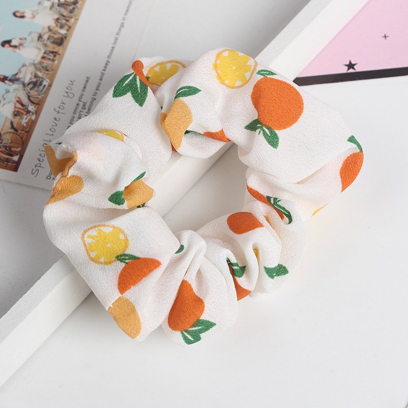 Wholesale summer fruit elements hair scrunchies cute girls Korean style fresh small hair ties hair accessories
