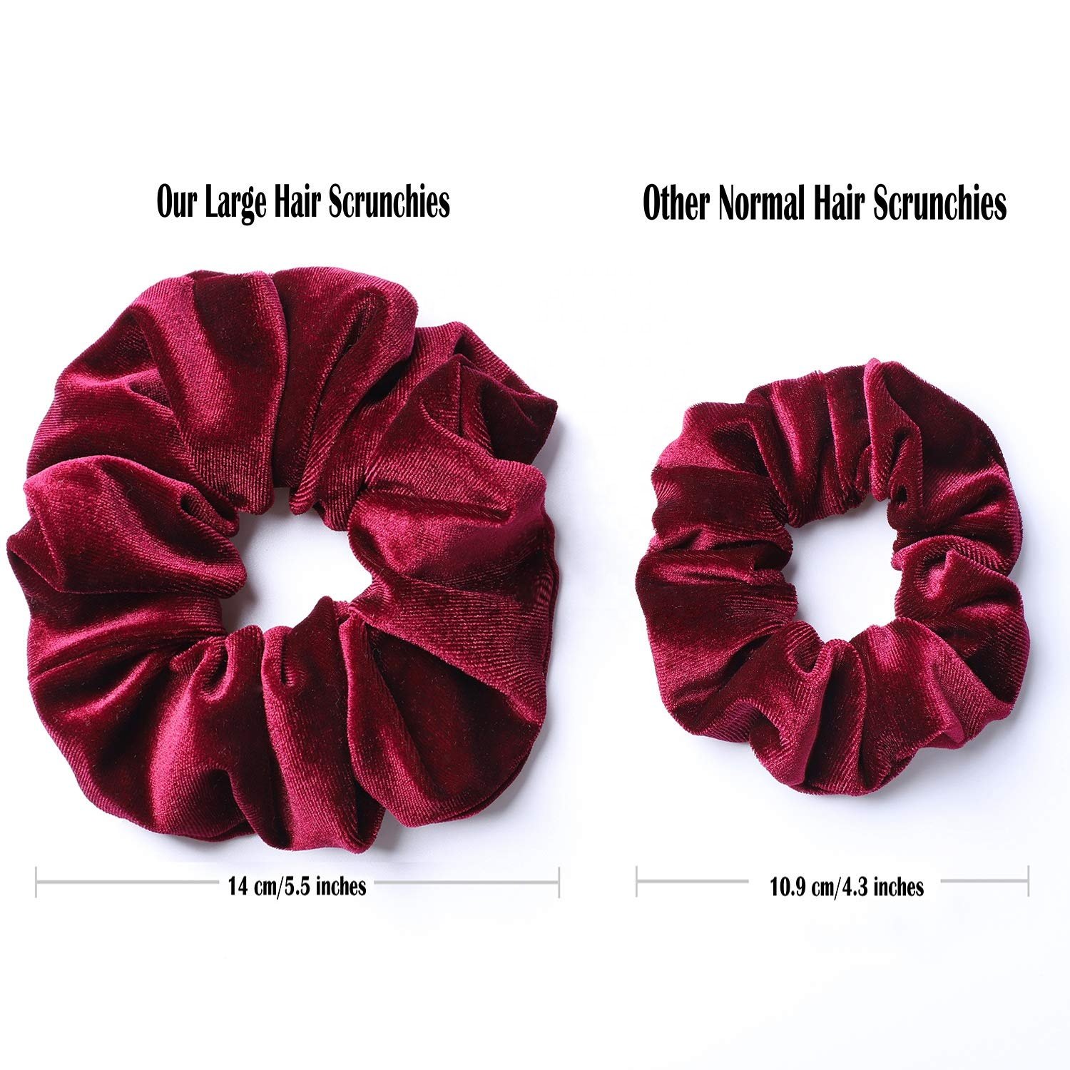 In stock large xxl jumbo velvet hair scrunchies custom logo women solid color elastic velvet scrunchies