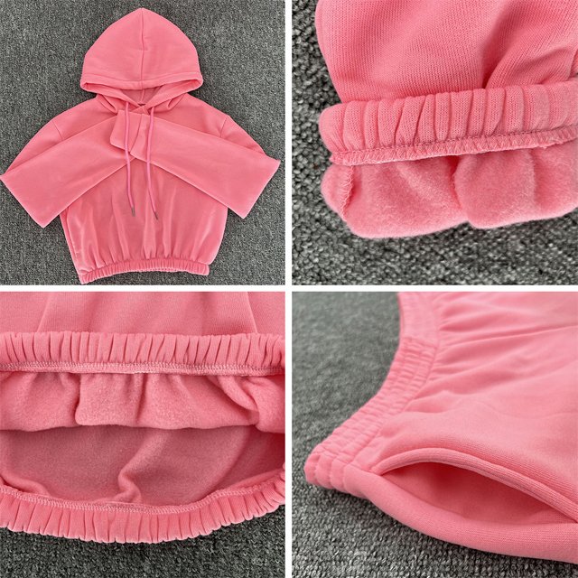 factory prices OEM Custom Womens Sexy 2 Pieces Solid Color Lace Up Hoodie Crop Top Joggers Pants Set Sports Casual Tracksuit set