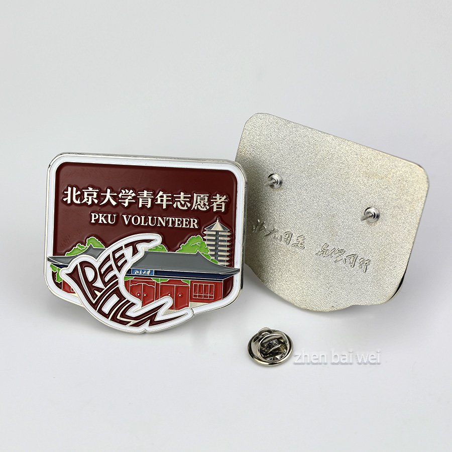 Zinc alloy 3d three-dimensional antique love and peace metal ancient tin brooch custom metal ancient tin three-dimensional pin