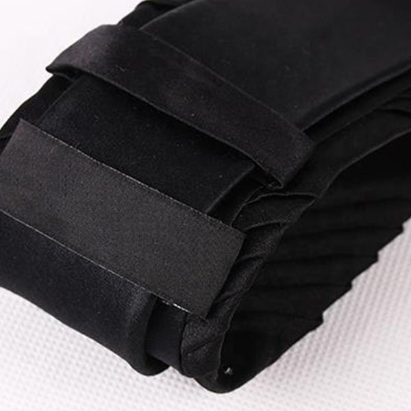 Custom Men's 100% Silk Pleated Neck Tie Solid Black with Crystal & Woven Jacquard Pattern Formal for Business