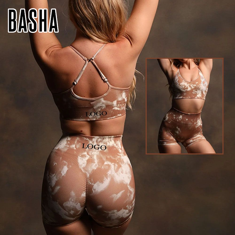 Darc Sport Marble Seamless Outdoor Yoga Bra Training Leggings Tie Dye Custom Logo Gym Workout Woman Fitness Set