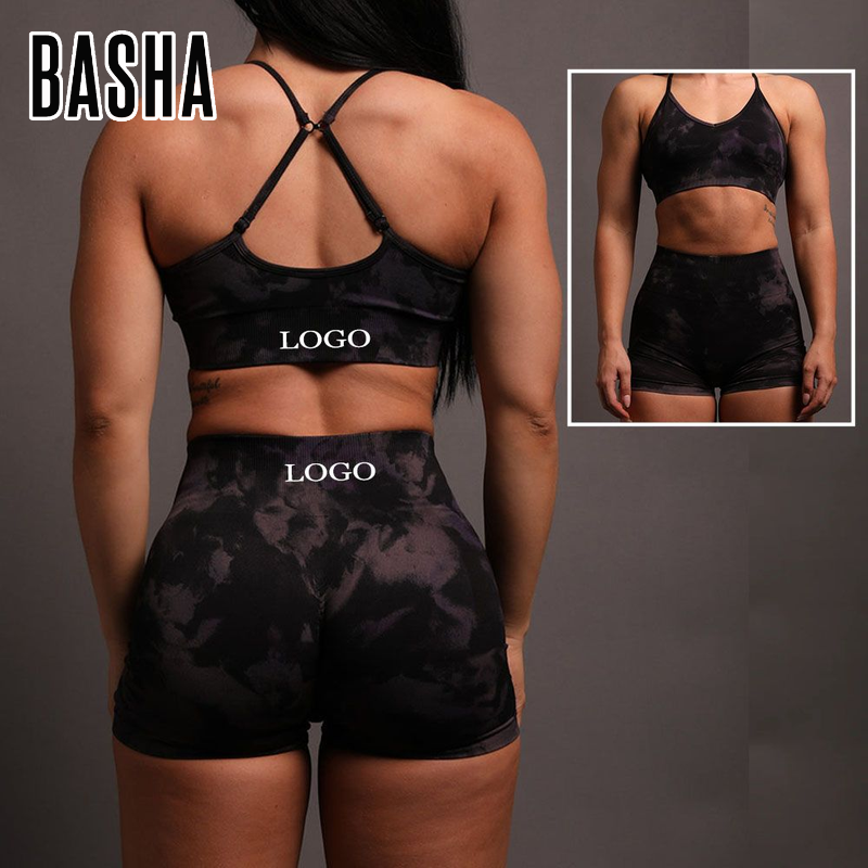 Darc Sport Marble Seamless Outdoor Yoga Bra Training Leggings Tie Dye Custom Logo Gym Workout Woman Fitness Set
