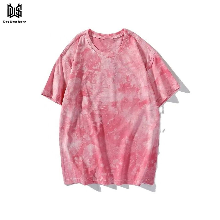 Wholesale Men's Organic Cotton O-Neck T-Shirt High Quality Washed Tie Dye Jersey Fabric Top Selling Short Sleeve
