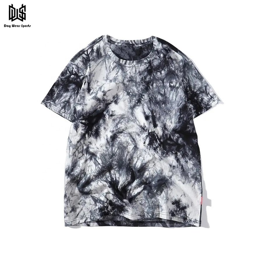 Wholesale Men's Organic Cotton O-Neck T-Shirt High Quality Washed Tie Dye Jersey Fabric Top Selling Short Sleeve