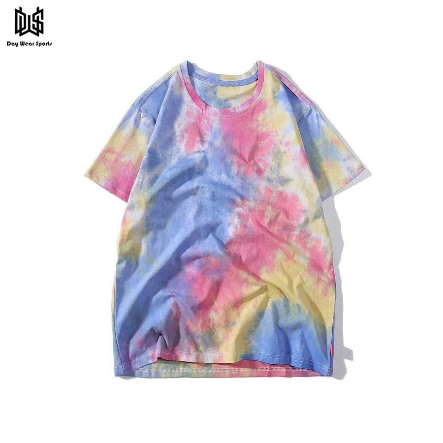 Wholesale Men's Organic Cotton O-Neck T-Shirt High Quality Washed Tie Dye Jersey Fabric Top Selling Short Sleeve