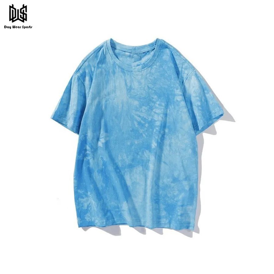 Wholesale Men's Organic Cotton O-Neck T-Shirt High Quality Washed Tie Dye Jersey Fabric Top Selling Short Sleeve