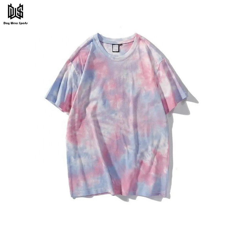 Wholesale Men's Organic Cotton O-Neck T-Shirt High Quality Washed Tie Dye Jersey Fabric Top Selling Short Sleeve
