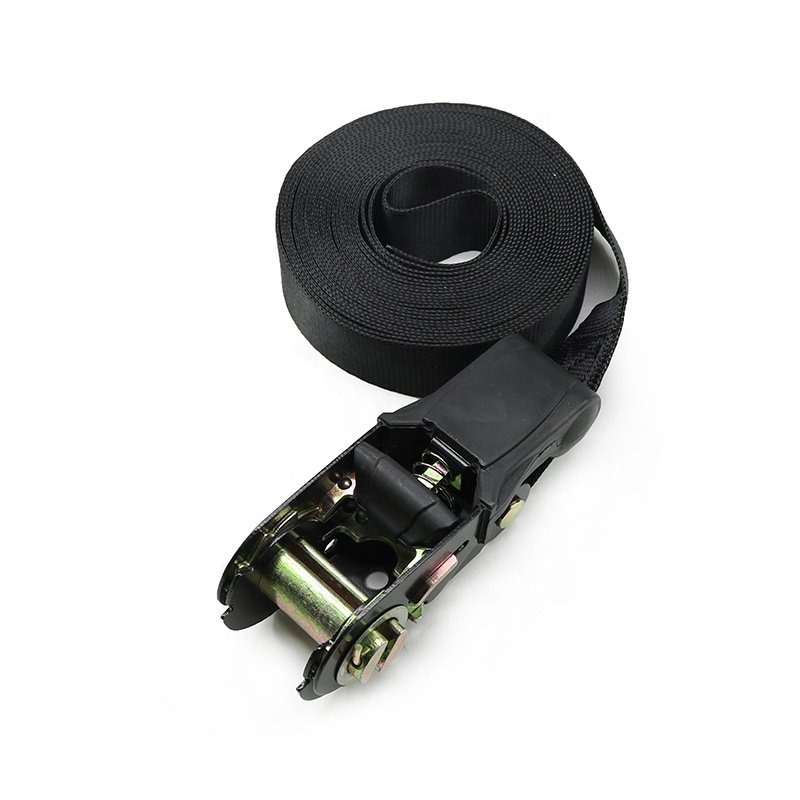 1 Inch 25mm 800kgs Black Ratchet Straps For Transportation Tie Down Straps