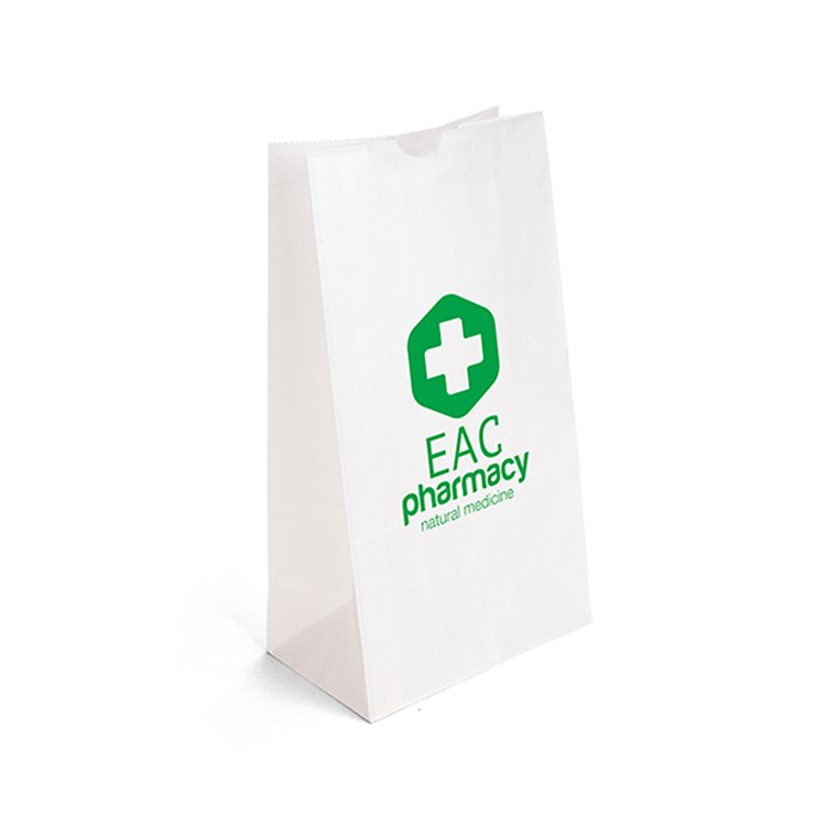 Custom Printed White Kraft Air Sickness Vomit Packaging Medicine Prescription Pill Pharmacy Paper Bag For Hospital