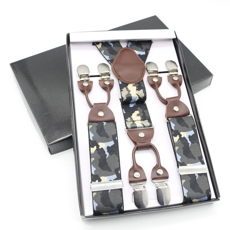 Custom Adjustable Elastic Button Suspender Gift Set Men's Clip Y Shaped Back Braces Kerchief Bow Tie Suspenders Business Set