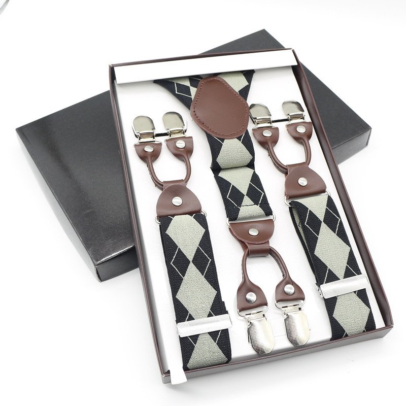 Custom Adjustable Elastic Button Suspender Gift Set Men's Clip Y Shaped Back Braces Kerchief Bow Tie Suspenders Business Set