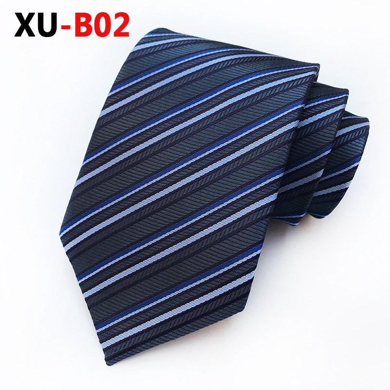 Good quality Hand Tie Woven Jacquard Strip Dot Luxury Navy Neckties With Logo for Men