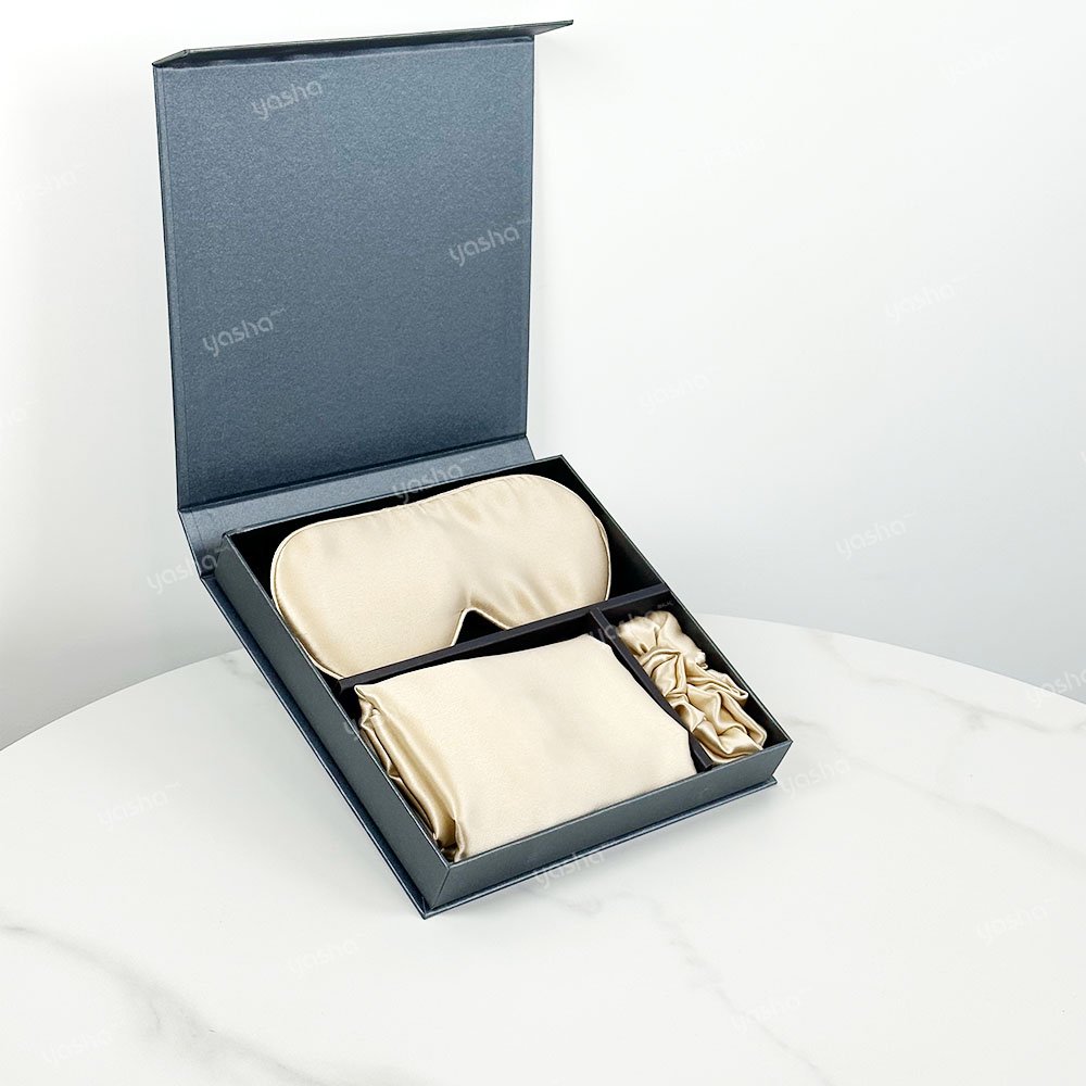 Hot Sale Sleep Eye Mask And Scrunchie Gift Set 100% Mulberry Silk Pillow Cover Set For Gift