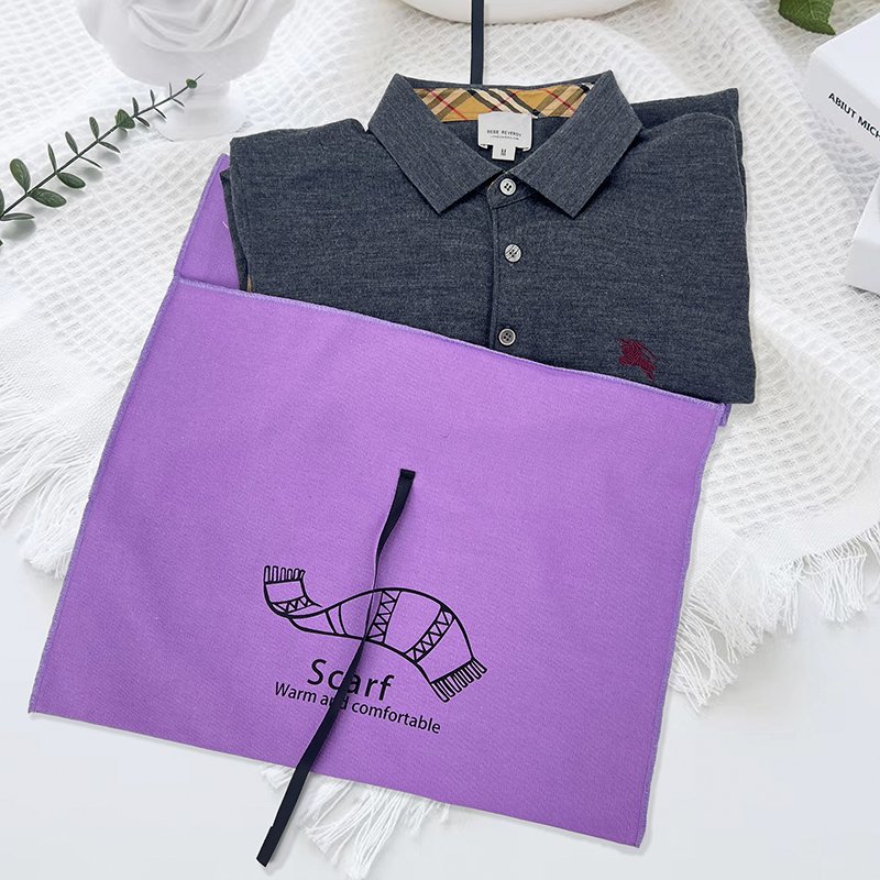 SA8000 SHUNFA Custom Logo Fashion Purple Silk Screen Printing Luxury Cotton Envelope Dust Bag Canvas Pouch Packaging with Tie