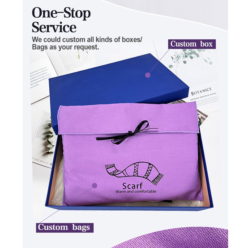 SA8000 SHUNFA Custom Logo Fashion Purple Silk Screen Printing Luxury Cotton Envelope Dust Bag Canvas Pouch Packaging with Tie