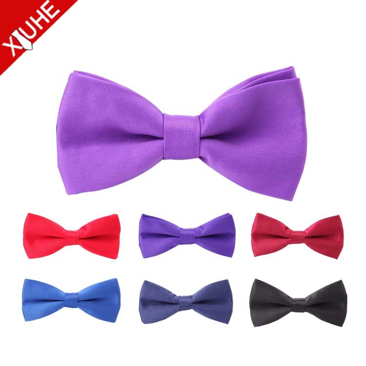 Factory Direct Sale Fashion Bowtie Wedding Wine Red Silk Bowties Wholesale Solid Mens Polyester Bow Ties