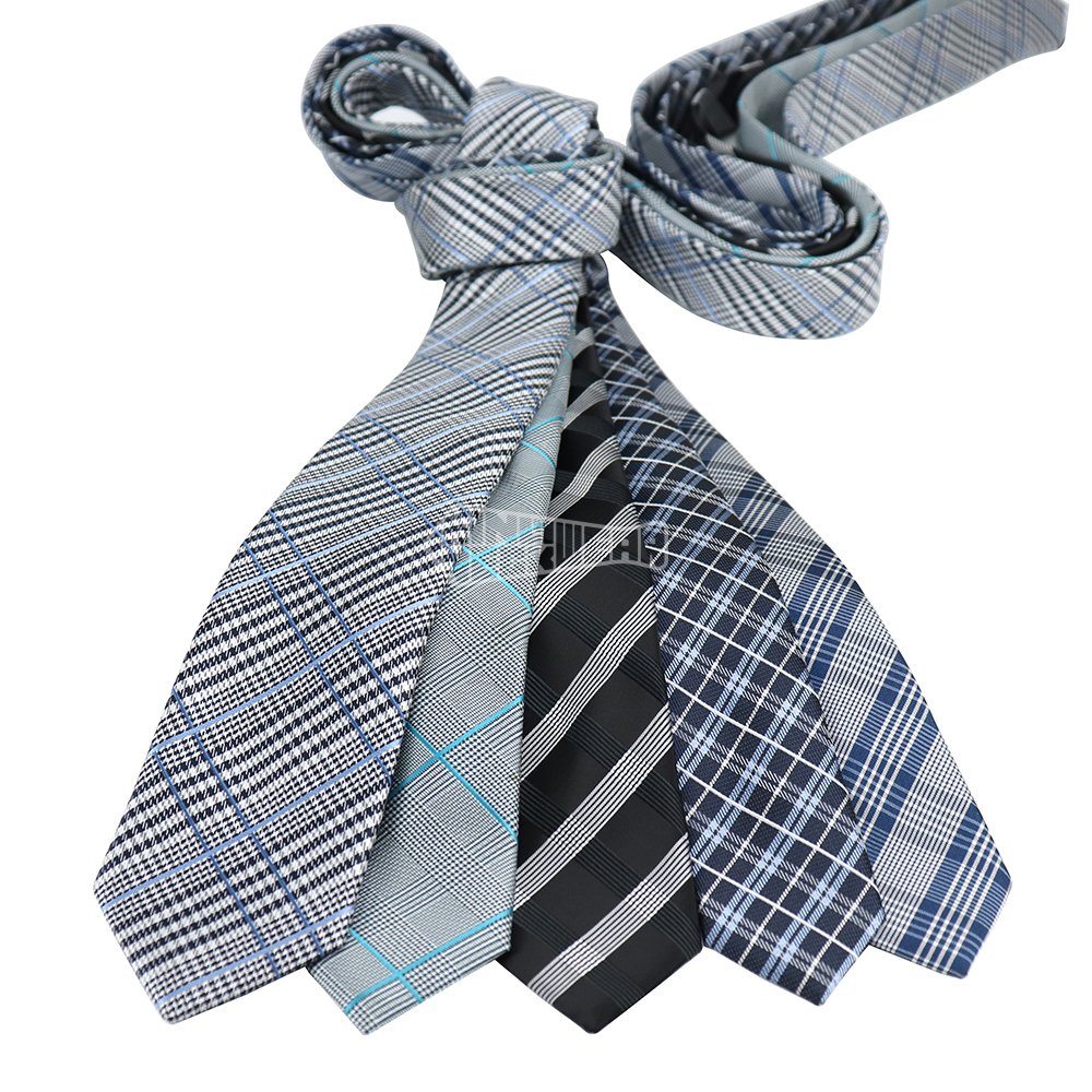 Crown Geometric Embroidered Fabric Neckties Business Ties Custom Fleur De Lis Men Plaid Tie With Logo