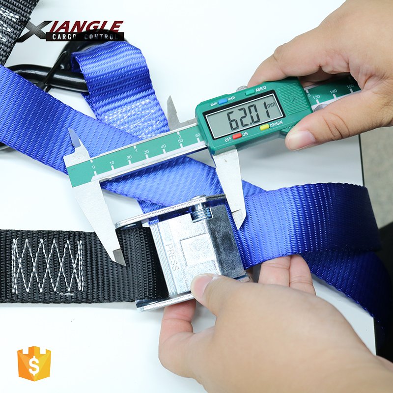 38mm Heavy Duty Polyester Tie Down Strap ATV Motorcycle Cam Buckle Strap Tie Down with Soft Tie and Close Latch S Hook
