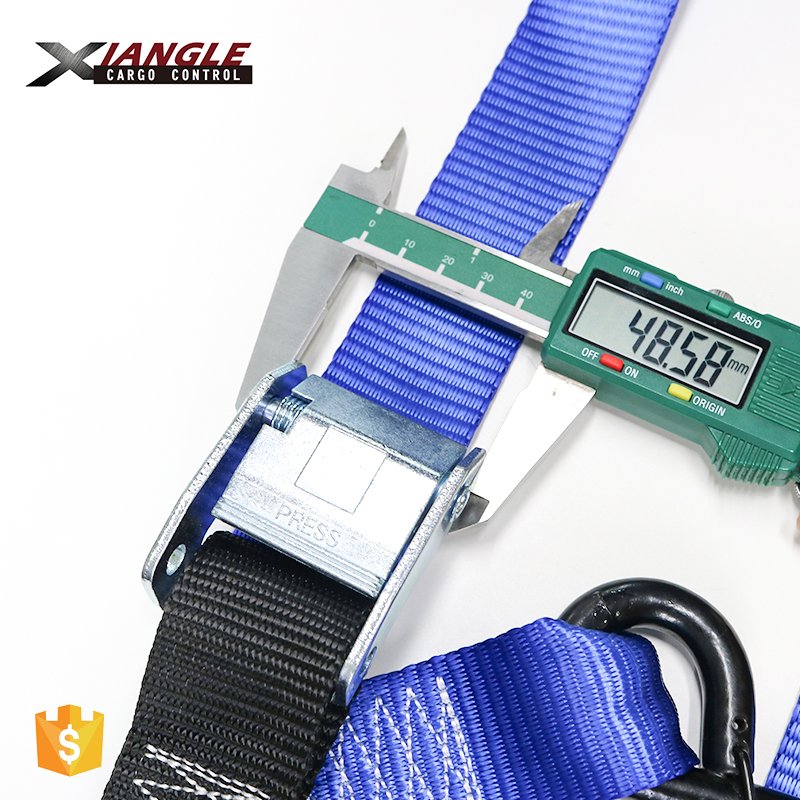 38mm Heavy Duty Polyester Tie Down Strap ATV Motorcycle Cam Buckle Strap Tie Down with Soft Tie and Close Latch S Hook