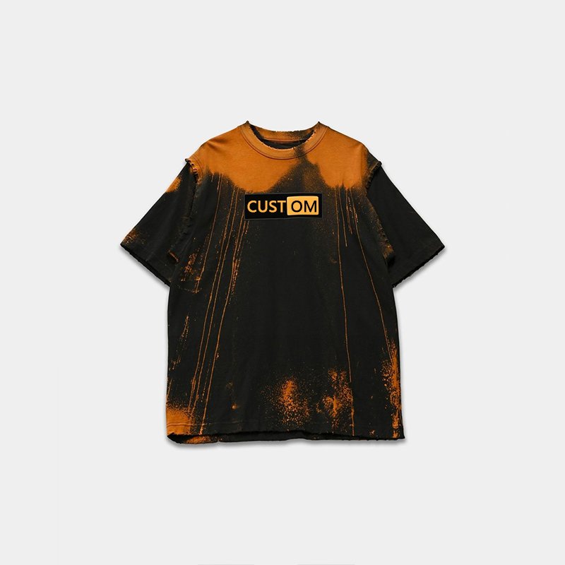 Chic Tees Tie Dye Oversize Patchwork Summer T-shirt Drop Shoulder Embroidery Oversized Men Quality Cotton Loose Fit T Shirt