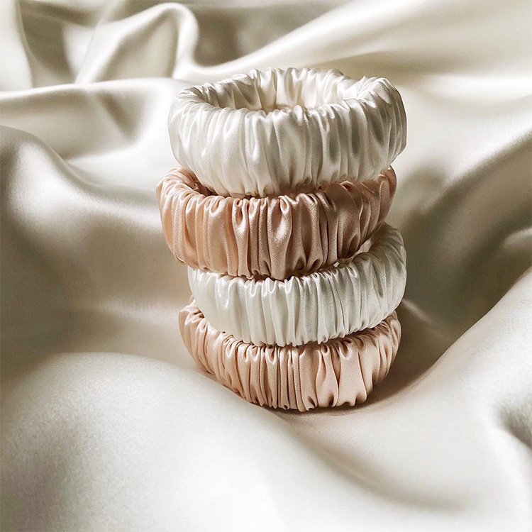 16mm girl silk hair tie ribbon custom private label print 100 skinny silk scrunchies mulberry silk hair scrunchies