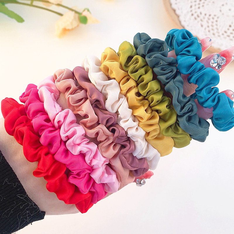SongMay Factory Custom Designer Printed Satin silk Velvet Elastic Hair Ties Assorted Colors Kid Hair Scrunchies With Logo