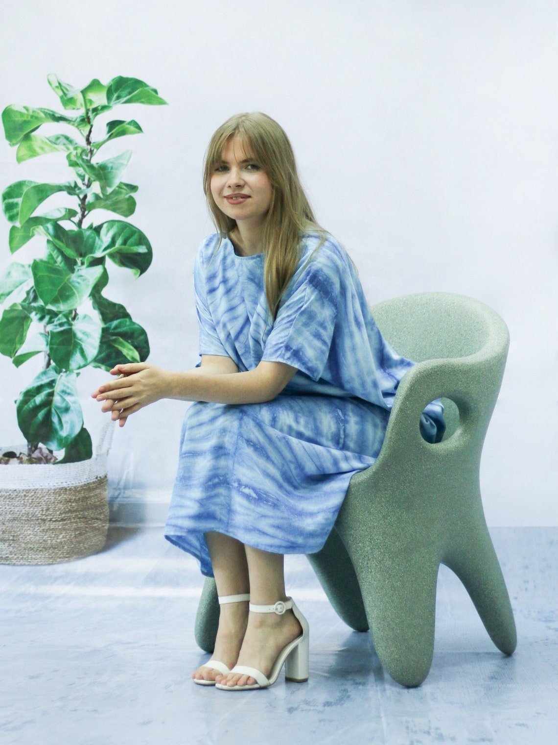 New Arrival Casual Maxi Women Wholesale Long Sleeve Gradient Color Tie Dye Casual Dress